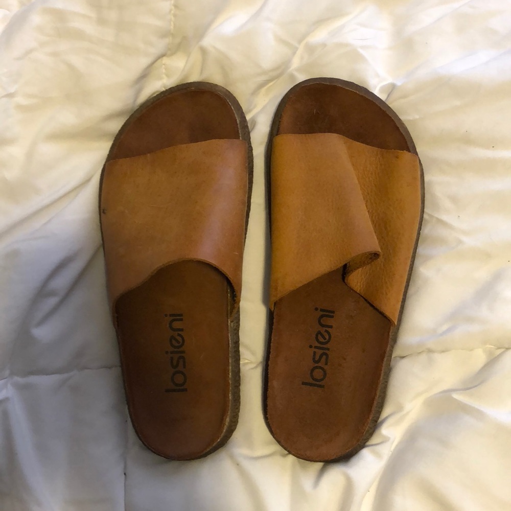 Losieni brown slip on sandals